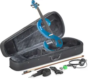 Stagg 14746 4-4 Scale Set with S-shaped Electric Violin, Soft Case & Headphone - Metallic Blue