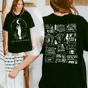 They Didn’t Burn Witches They Burned Women T-Shirt, Witchy Feminist Front and Back Tee, Celestial Boho Fall Political Gift Idea