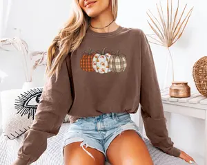 Comfort Colors Pumpkin Patch Fall Thanksgiving Graphic Long Sleeve Shirt