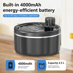 2.5L Wireless Smart Pet Water Dispenser, Cat Drinking Fountain, Motion Sensor Automatic Circulation Filter, USB Rechargeable 4000mah Quiet Pump
