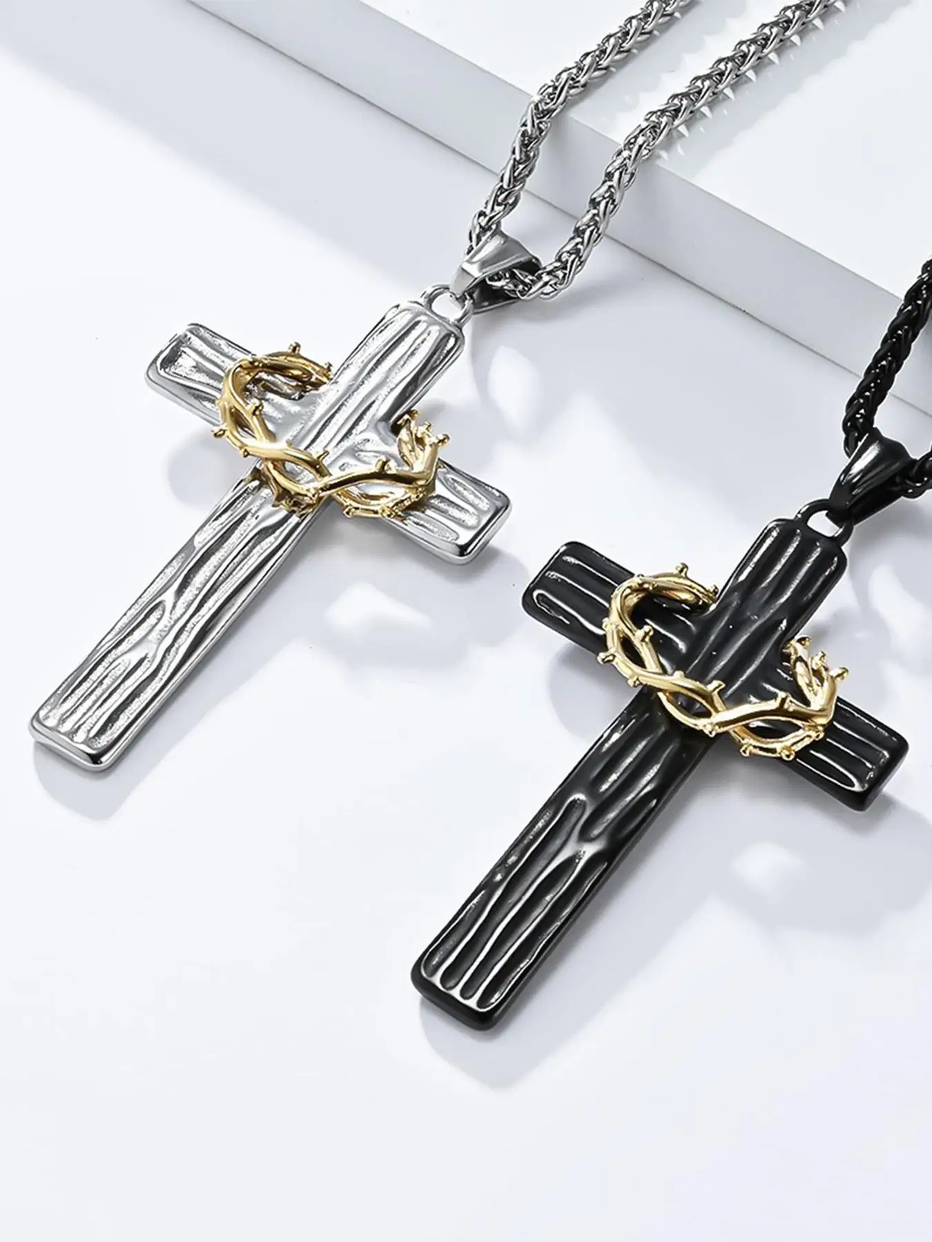 Men's Cross Pendant Necklace, Stainless Steel Jewelry for Party, Daily Clothing Decor, Trendy All-match & Exquisite Casual Trendy Jewelry for Birthday