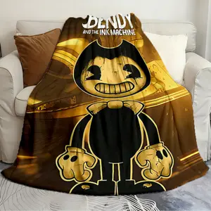 Soft and Stylish Blanket Bendy and the Ink Machine Retro-style blanket Fashionable sports print flannel sofa bed blanket