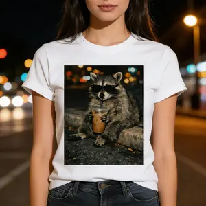 Funny Raccoon Drinking Iced Coffee Shirt vintage graphic tees