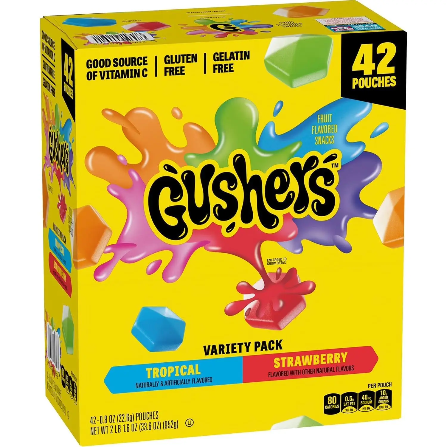Gushers Strawberry & Tropical Variety Pack Snacks, 0.8 oz., 42 pk. crystal