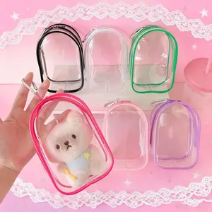 PVC Transparent Doll Bag, Large Capacity Organizational Zipper Storage Data Cable Backpack, Trendy Hanging Decoration, Badge Collection Organizer, Zipper Pouches