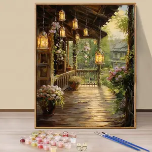 Paint by Numbers Kit for Adults Beginners - 16x20in/40x50cm Color Canvas, Easy DIY Forest Wooden House Acrylic Painting Set - Wall Decor for Living Room and Bedroom, Creative Gift for Birthday, Mother's Day and Christmas, Without Frame