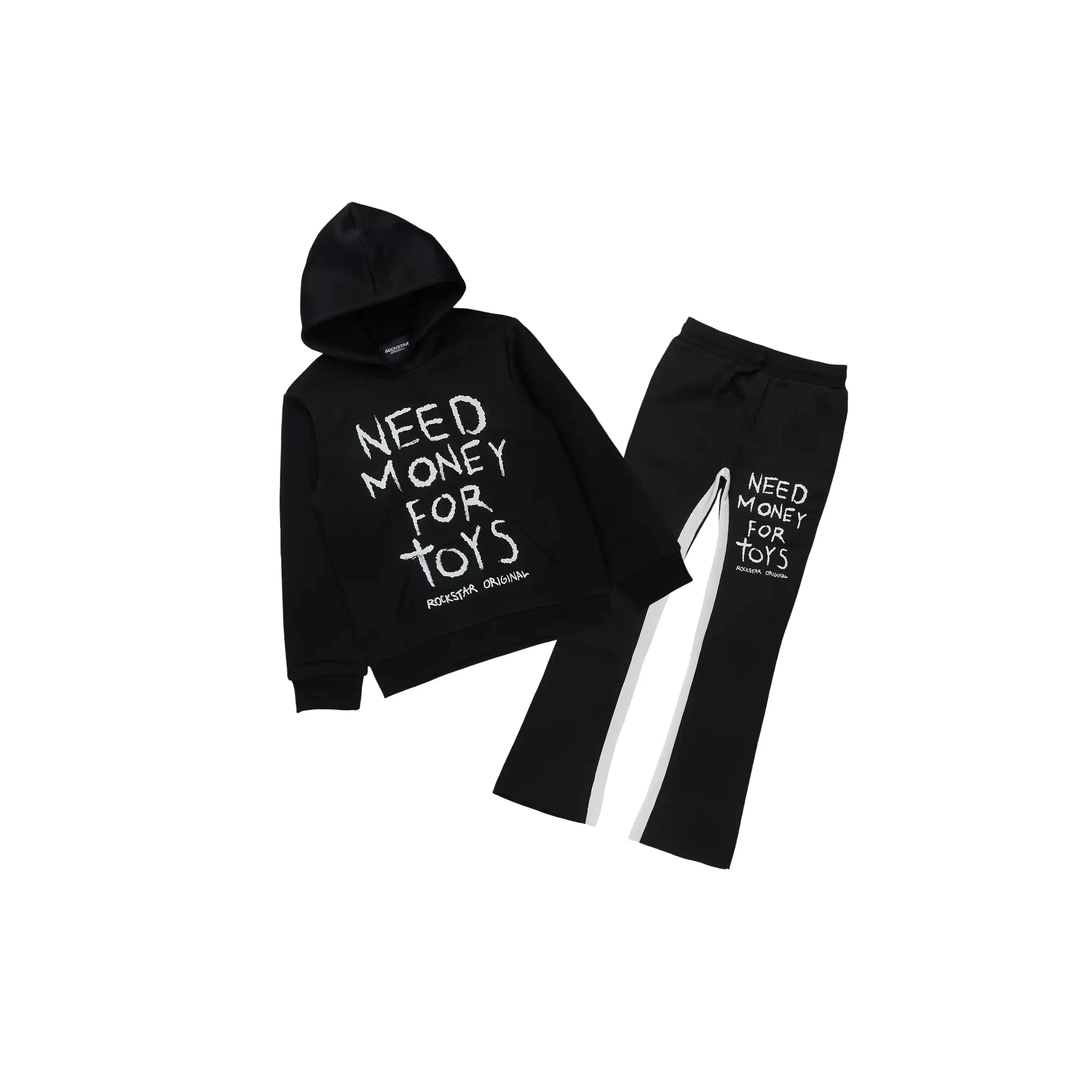 Boys M4 Toys Vintage Black/White Hoodie Stacked Track Set