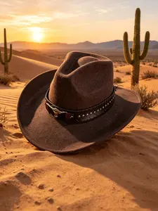 Vintage Western Cowboy Hat Unisex Outdoor Sun Protection Windproof Cap, Retro Style Men Women Fashion Accessory, Classic Cowboy Hat