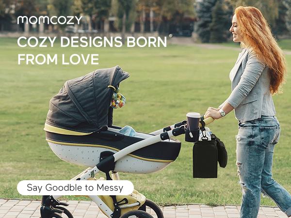 Momcozy Universal Stroller Organizer,Insulated Cup Holder Detachable Phone Bag,Shoulder Strap,Fits for Stroller like Uppababy,Baby Jogger,Pet Stroller