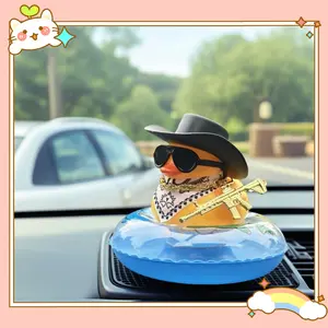 Cute Duck Car Dashboard Decoration, Fashion Glasses, Non-Slip Base, Adhesive Pad, Coconut Float Ring, Car Interior Accessory, Car Interior Decorative