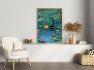 [SALE UP TO 50% + FREE SHIP] Monet Inspired Art Print Whimsical Cat Poster Funny Cat Wall Art