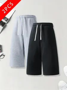 2-pack men’s summer casual athletic shorts, three-quarter length, loose straight fit, comfortable breathable fabric