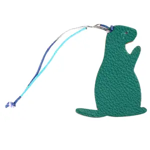 Pre-owned HERMÈS Leather Bag Accessories Hermes Green Epsom Guinea Pig Bag Charm H25121635