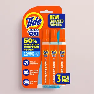 Stain Remover for Clothes, Tide To Go Pen, Instant Stain Remover Pen & Spot Cleaner, Portable & Travel-Friendly, Works on Food & Drink Stains, Fits in Purses & Bags, 3 Count (Pack of 1)