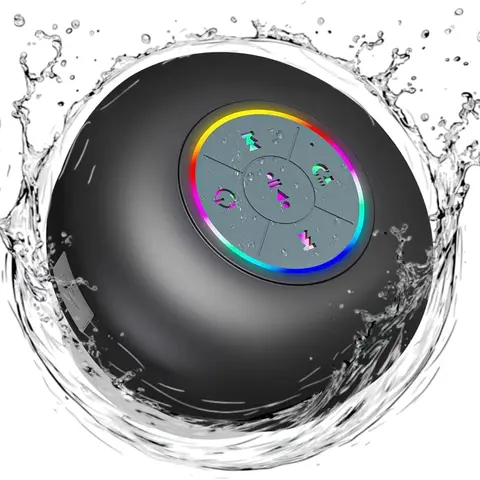 Women's 5W Compact True Wireless Bluetooth Stereo Speaker with 5W Driver, Waterproof, Lightweight, Shockproof, LED Light, Handsfree Calls, USB Rechargeable, Stable Connection, Built-in Hook & Carabiner, Travel Use, PC/Laptop Compatible