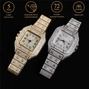 Diamond Mens Watch, Luxury Crystal Diamond Watches Big Face Quartz Watch, Men’s Diamond Watch Iced Out Watchs, Stainless Steel Watch, Hip Hop Watches