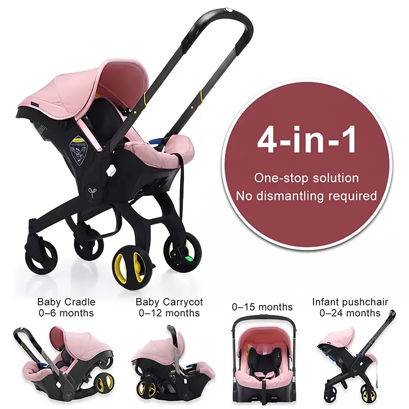 Sohochic Unisex 4-in-1 Infant Toddler Stroller Travel System - Metal Aluminum Alloy Frame, Lightweight Foldable, Fabric Cradle, Adjustable Canopy Seat, Outdoor-Friendly for 0-3 Months Newborns & 1-24 Months Babies/Toddlers