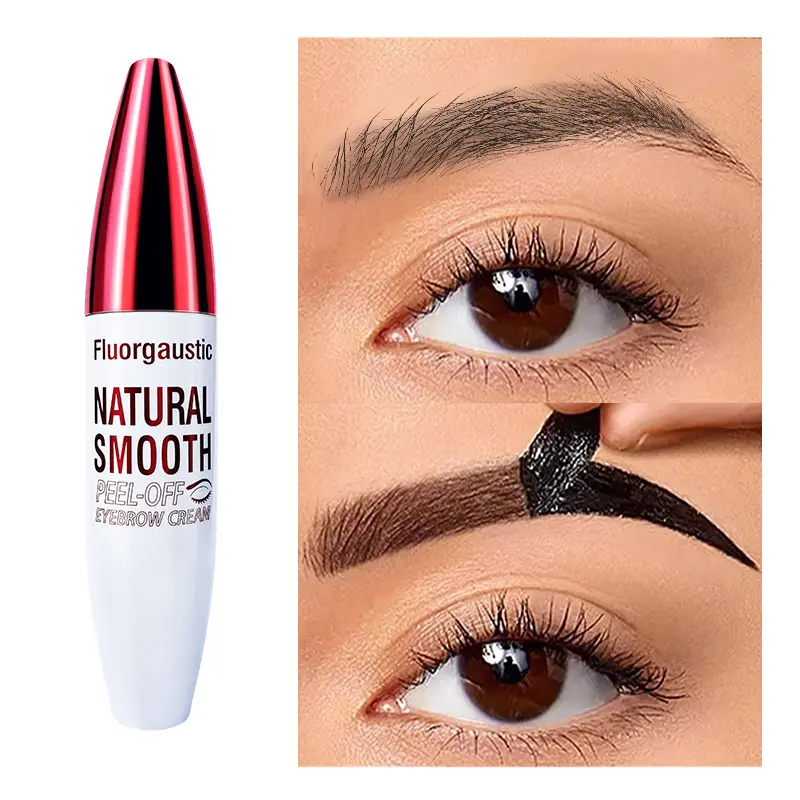 Easy Peel-Off Eyebrow Gel - Waterproof, Sweatproof Primer Base, Brow Enhancer, Long-Lasting Black/Brown Tattoo Tint, Film-Forming Medium Coverage Cosmetic for Daily Makeup & All Skin Types