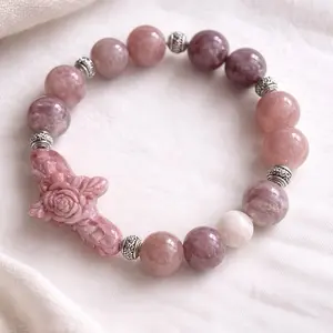 Blush Angel – Madagascar Dark Rose Quartz  Bracelet