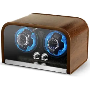 Watch Winder for Automatic Watches, Watch Winders Box for Rolex,Double  Silent , 4 Rotation Mode Setting, Blue Light, Plug-in or 2 *   (not included),  for man