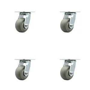Service Caster SCC-30CS420-TPRRD-4 Thermoplastic Rubber Donut Tread Swivel Top Plate Casters, Heavy Duty with 4 in. Wheels - 1200 lbs Total Capacity - Set of 4