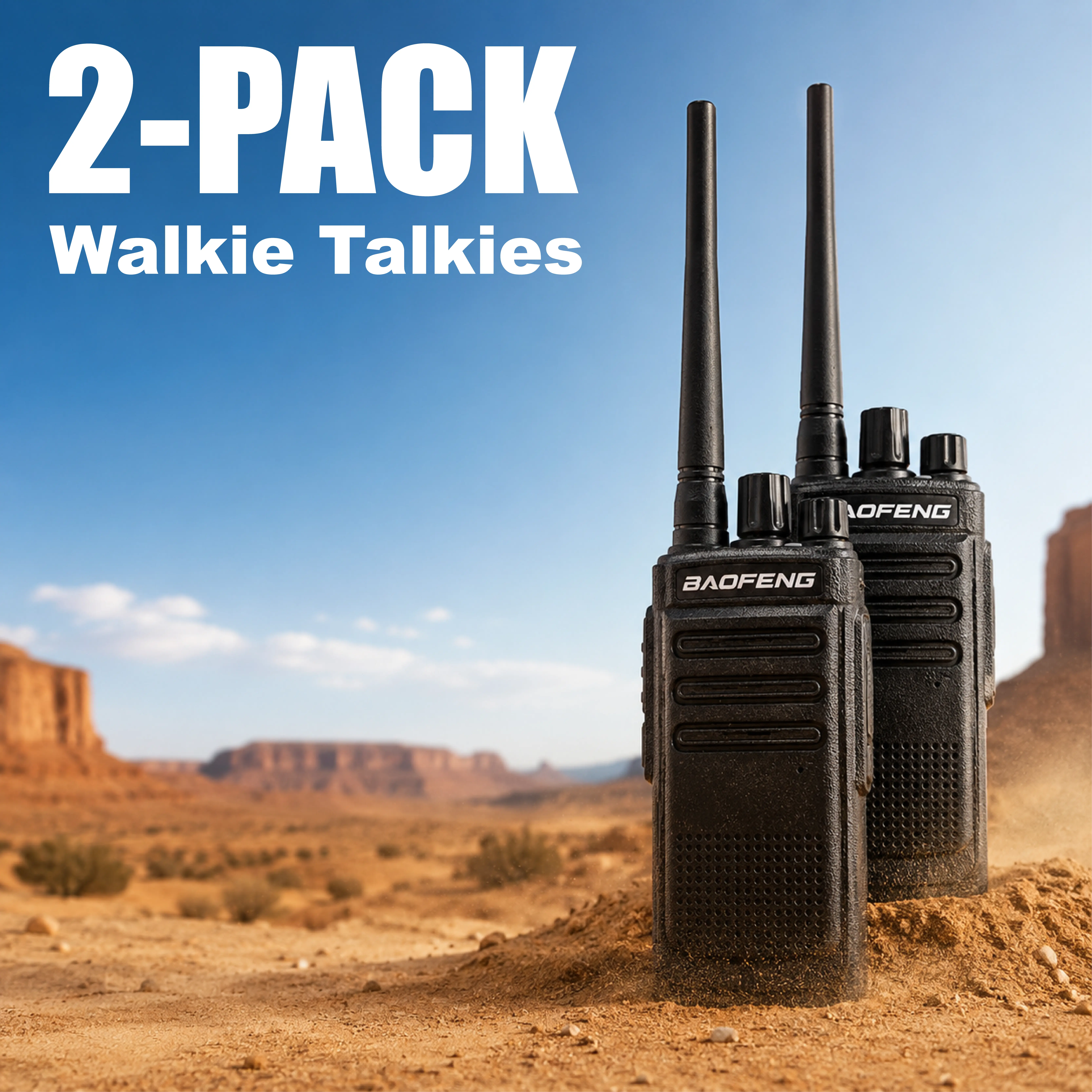 Baofeng 2Pcs Professional Portable Walkie Talkie - Ultra Long Range Two Way Radio, High Power, Simple Operation, Long Standby Time, Essential Tool for Camping, Hiking, Road Trips, Construction Sites and Family Adventures, Stay Connected Anywhere Anytime