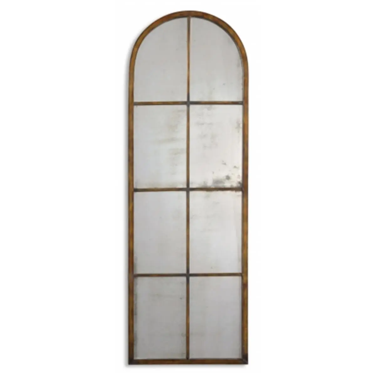 212 MAIN Grace Feyock 13463 P Amiel Arched Metal Mirror - Heavy Maple Brown Wash Finish, Antique Retro Vintage Style, Commercial Office Furniture Decor, Room Accessory