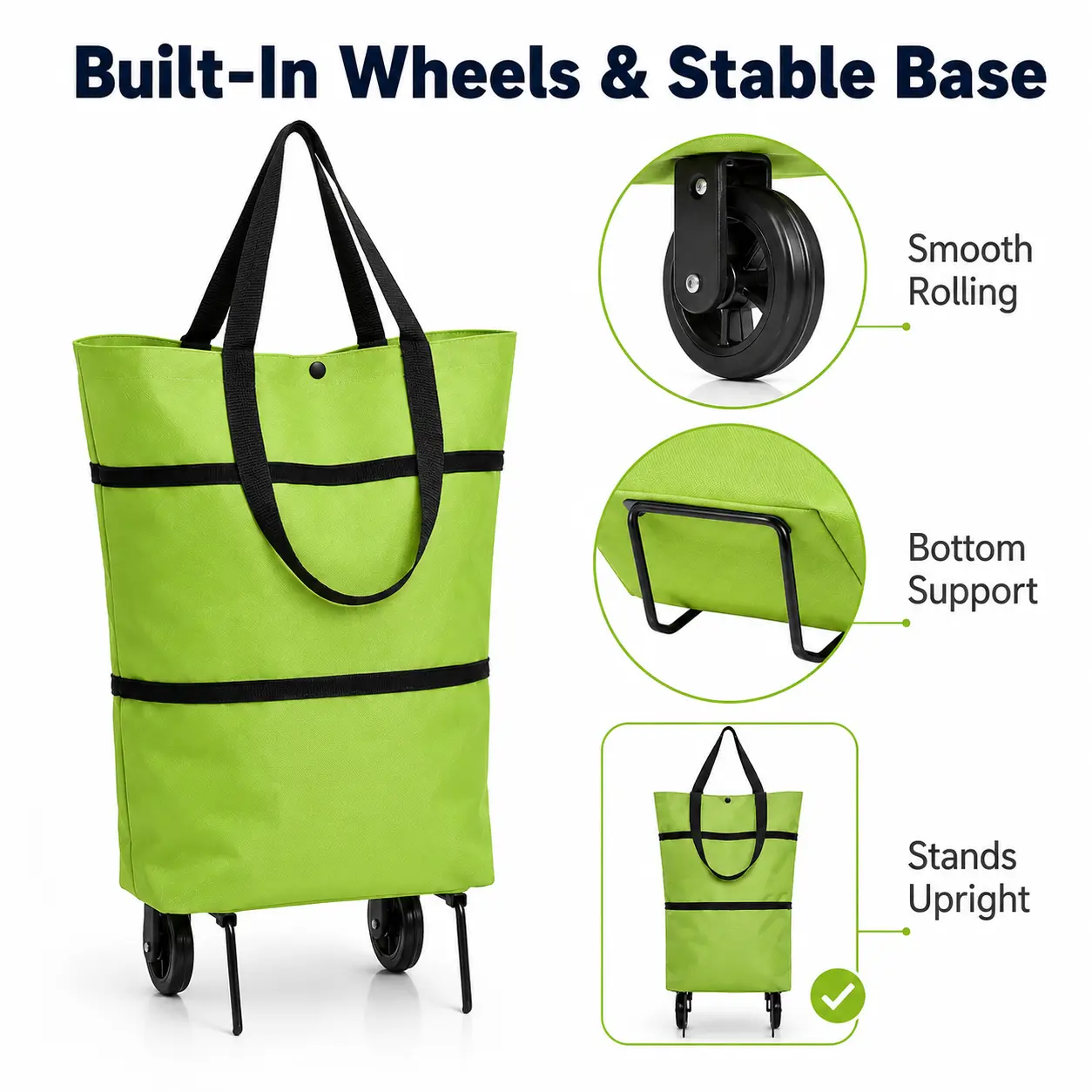Large Foldable Wheeled Shopping Tote | Reusable, Waterproof & Eco-Friendly | Heavy-Duty Rolling Cart Bag Perfect for Groceries, Camping & Daily Use