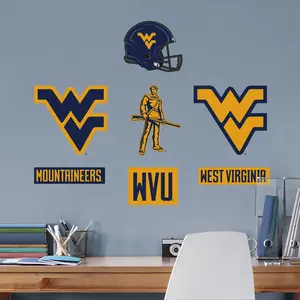 West Virginia Mountaineers - RealBig Logo Assortment Collection - Official NCAA - Reusable Vinyl Wall Decals