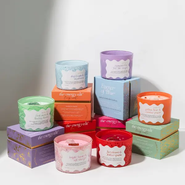 Colored Crystal Candle for Women – 12oz Large Luxury Soy Wax with Crackling Wood Wick, Slow Burn Meditation with Healing Crystals, Birthday or Mother’s Day Gift