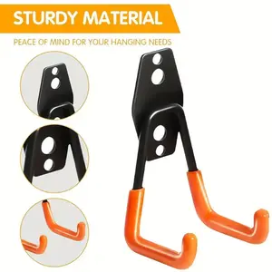 2 Pack Heavy Duty Bike Metal Hooks Wall Mounted Storage Rack for Ladders Bikes Tools Space Saving Easy Install Durable Aluminum Structure