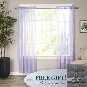 Mocassi 2-Piece Derin Sheer Panel with 2 inch Rod Pocket 60" width X 84" Length