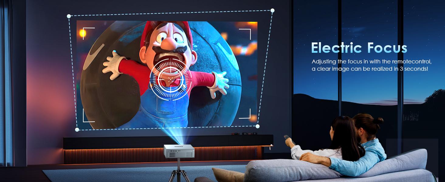 4K Projector with Wi-Fi 6 & Bluetooth 5.3, 22000 Lumens Portable Outdoor Movie Projector, Electric Focus, Auto Keystone Correction, High Brightness for Home Theater & Bedroom