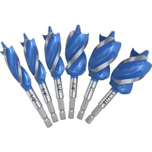 High Carbon Steel Wood Screw Drill Bit Set, 3 Flute Self-Tapping Hex Shank Deep Drill Bits, for Hardwood and Plastic Drilling