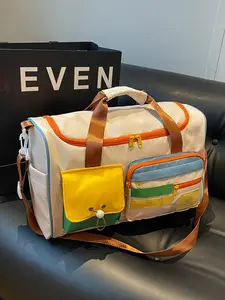 Lightweight, Foldable Car Organizer Bag, Large Capacity, Front Multi-Pocket Design, Color Blocking, With Wet & Dry Separation Strap And Item Fixing Strap. Suitable For Travel Suitcase, Gym Bag