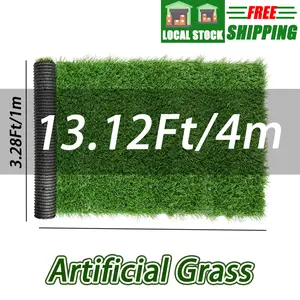 13.12*3.28Ft, Artificail Grass, Grass Turf Wall Decoration, High Grass Panel, Green Pet Mat, Floor Decoration Cover, for Patio, Wall Hanged Decor, Wedding, Free Tailored Grass