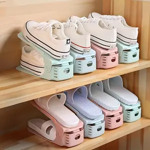 5-Pack Adjustable Plastic Shoe Racks, Creative Home Storage Organizer for Entryway, Hallway, Living Room, Bedroom, Bathroom, Convenient Dormitory Solution, No Electricity Needed