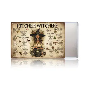 Kitchen Witchery Vintage Tin Sign | Retro Witch Wall Art, Rustic Metal Kitchen Decor, Halloween Wall Sign, Farmhouse Style Witchcraft Poster for Home & Bar,Mother's Day gift,gift for mom,momcave