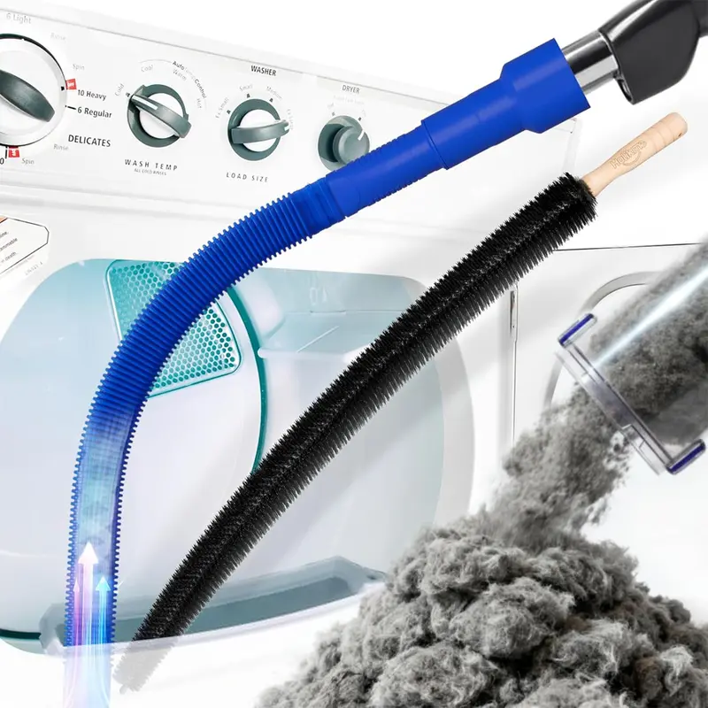 2027 Upgraded Holikme 2-in-1 Universal Dryer Vent Cleaner Kit, Long-Reach Anti-Clog Vacuum Hose & Lint Remover, Fits Most Vacuums, Easy-to-Use Deep-Cleaning Tool for Heavy Lint Build-Up & Hard-to-Reach Areas Brush Set