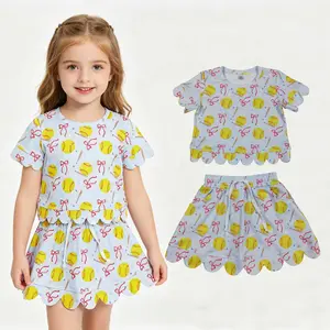 Girls Scalloped Softball Skirt Set | Quick Dry Sports Outfit & Cute Athletic Wear