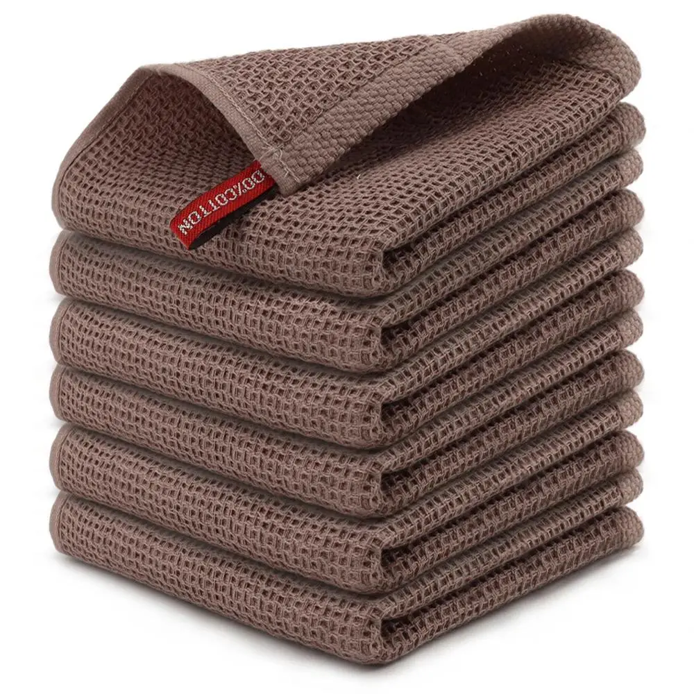 Cotton Waffle Knit Dishcloths 4/6-Pack, 12"x12" Soft Absorbent Multi-Purpose Cleaning Cloths, Long-Lasting Softness Kitchen Towels for Household Cleaning (Do Not Bleach) Home Care Tools Set