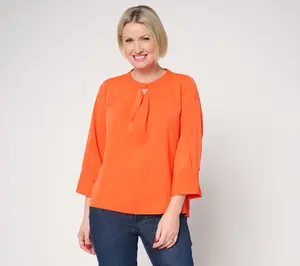 Carla Rockmore Collection Stretch Crepe Drape Front Blouse