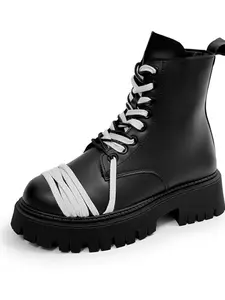 Men's Thick Sole Lace-Up Motorcycle Boots, Easy Wear Boots Work Boots, Thick Sole Fashion Comfortable Outdoor Sports Daily Wear, Chunky Boots