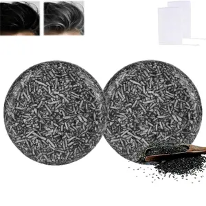 2Pcs Gray Hair Reverse Bar, Black Soap for Gray Beard, Mane Grey Reverse Soap for Men Women, Natural Darkening Bar Shampoo for Hair Hydrating & Moisturizing