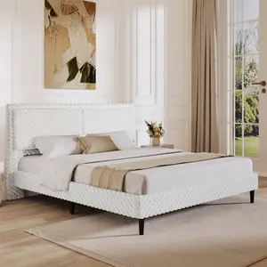 Christopher Knight Home ®   Simple Modern White Plush Soft Bed Comfortable Backrest Bedroom Bed,King