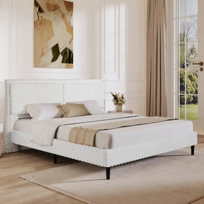 Christopher Knight Home ®   Simple Modern White Plush Soft Bed Comfortable Backrest Bedroom Bed,King