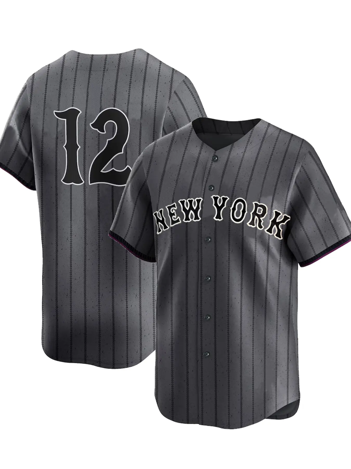 Men's Embroidered Baseball Jersey #12, Loose-Fit Casual Sportswear, Embroidery Sportswear, Sports Top, Breathable Sweat-Absorbing Knitted Pullover, Baseball Shirt for All Seasons