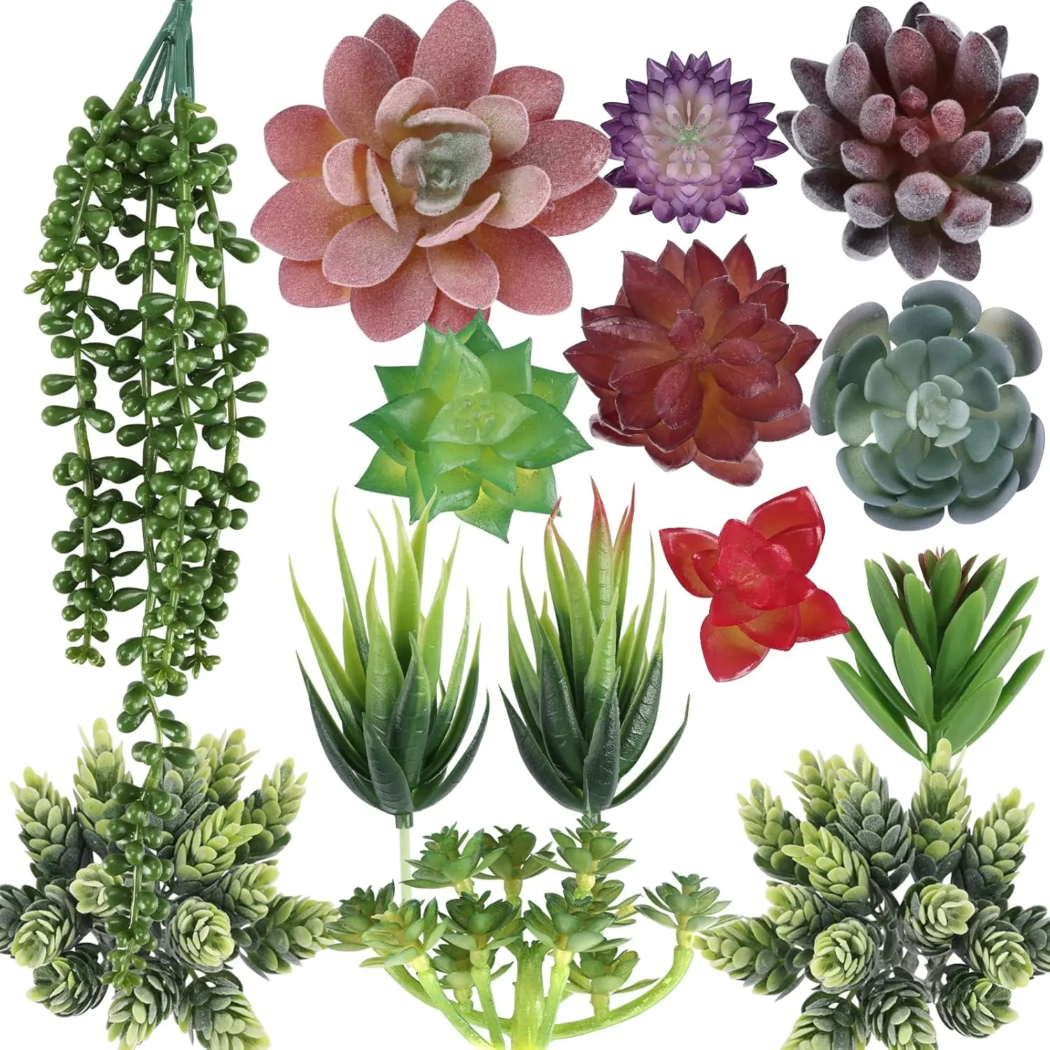 14pcs Fake Succulents Unpotted Realistic Textured Succulent Plants Mini Artificial Succulent Plants Faux, Premium Decor for DIY Crafting Home Floral Wall Garden Arrangement Office Decoration