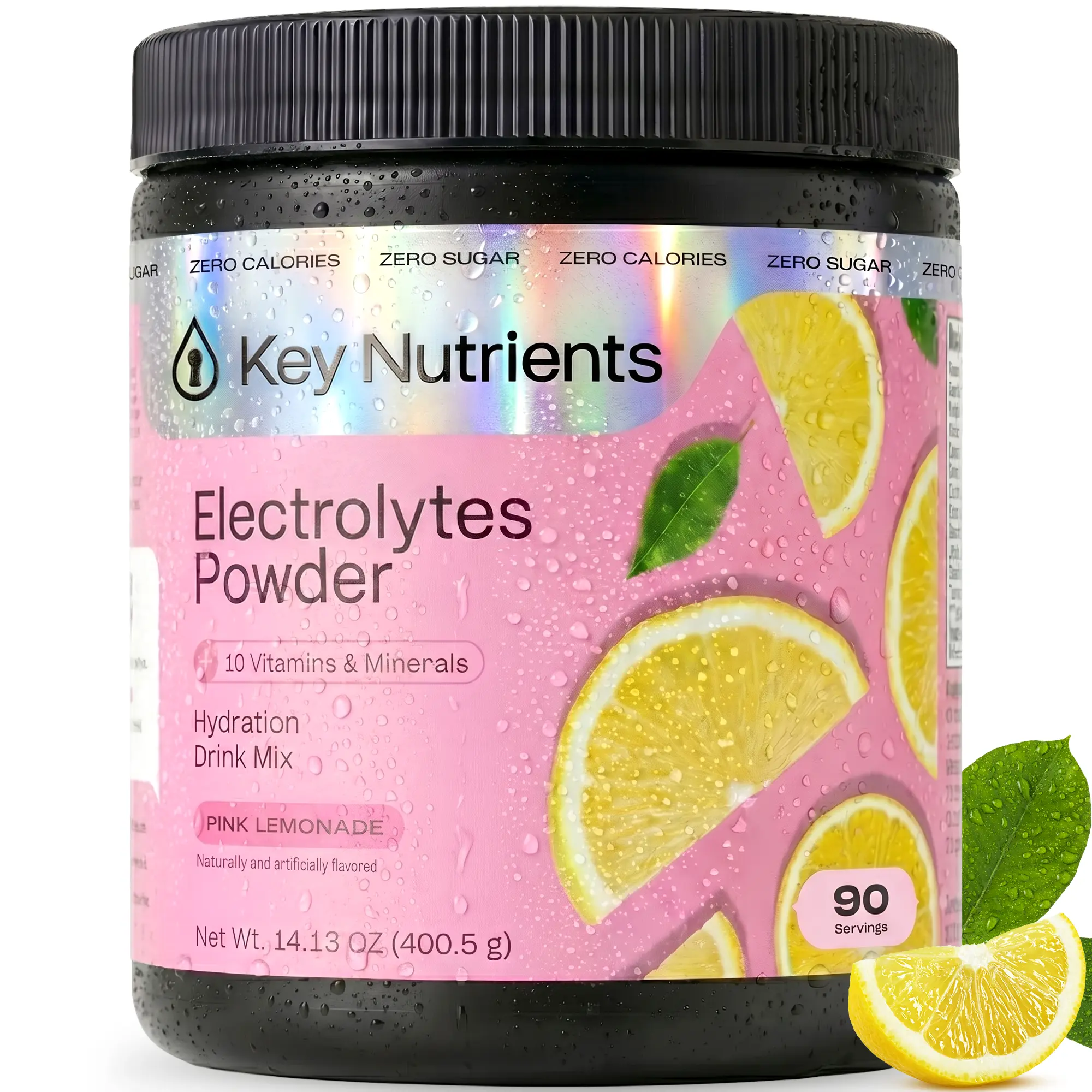 KEY NUTRIENTS Pink Lemonade Energy Drink Powder with Electrolytes No Sugar - 90 Servings | Zero Sugar Calories & Carbs | Keto-Friendly | 6 Key Electrolytes | 18 Vitamins & Minerals | Gluten Free | Made in USA