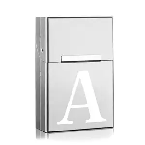 Premium Aluminum Cigarette Case - Metal Hard Shell with Magnetic Buckle | Moisture-Proof, Large Capacity Cig Holder | A-Z White Letter Pattern Options for Daily Use | Ideal Gifts for Family & Friends